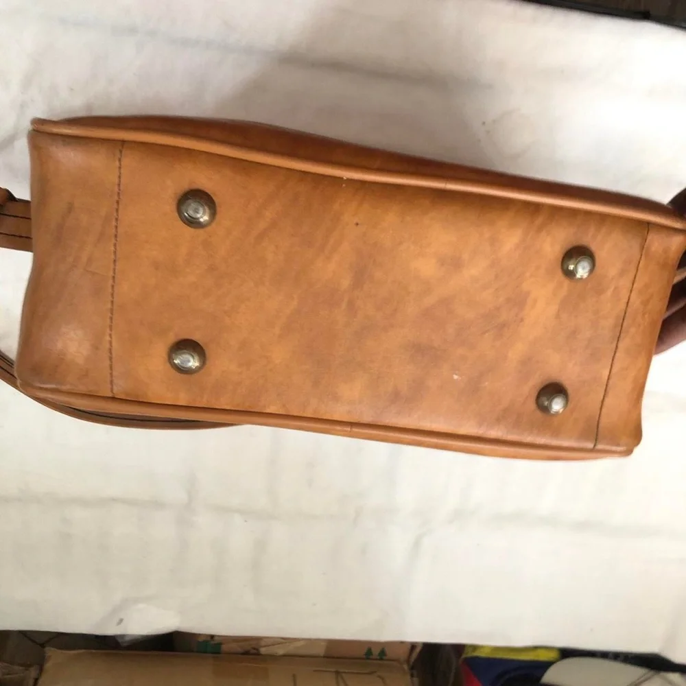 Vintage Brown leather shoulder laptop crossbody messenger weekender duffle bag